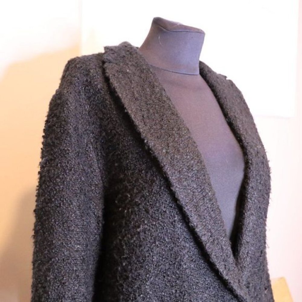 Club Monaco Boucle Tweed Black Cocoon Coat Sz S - Picture 5 of 8